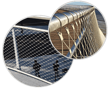 Stainless steel cable mesh is used as fences and helipad net.
