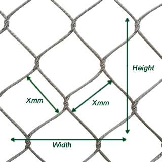A picture about the dimensions of knotted cable mesh