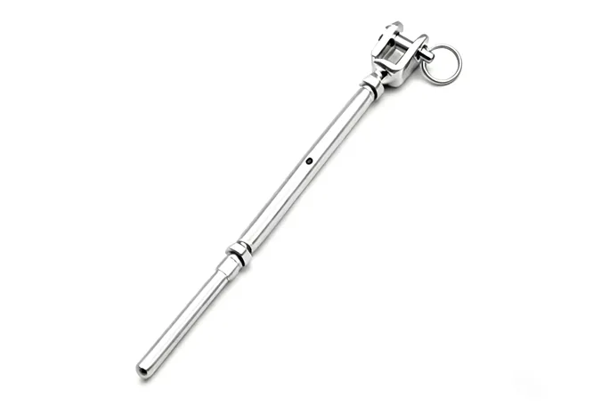 Jaw & Swage closed stainless steel turnbuckle on a white background